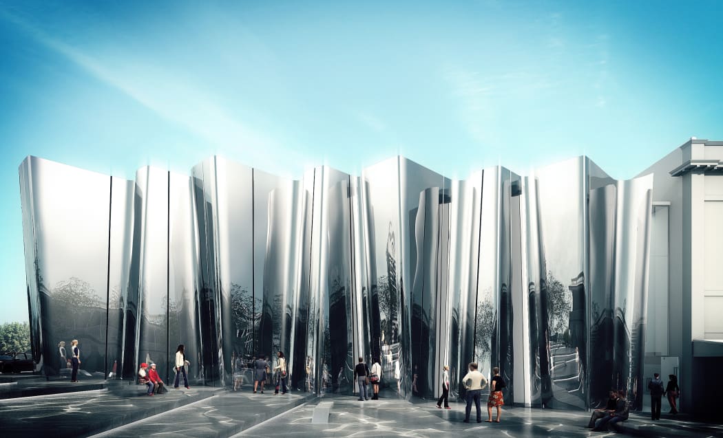 Architect's image of Len Lye Centre exterior.