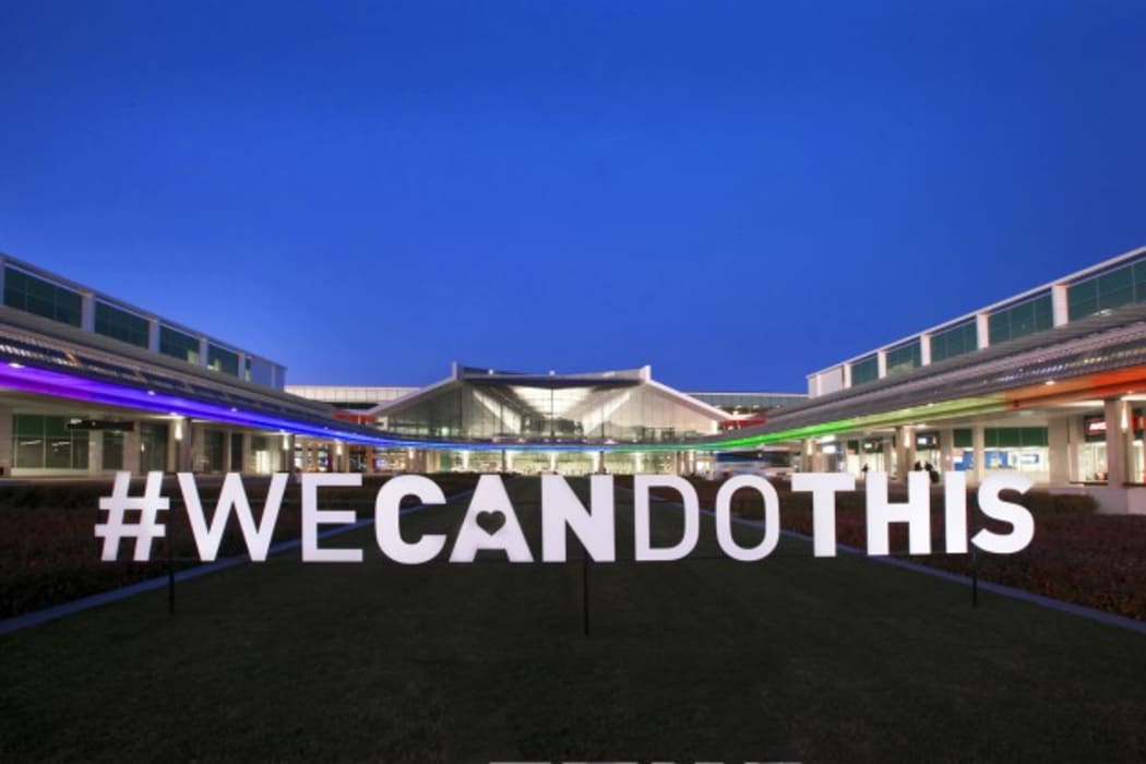 Canberra Airport lights up in support of gay marriage.