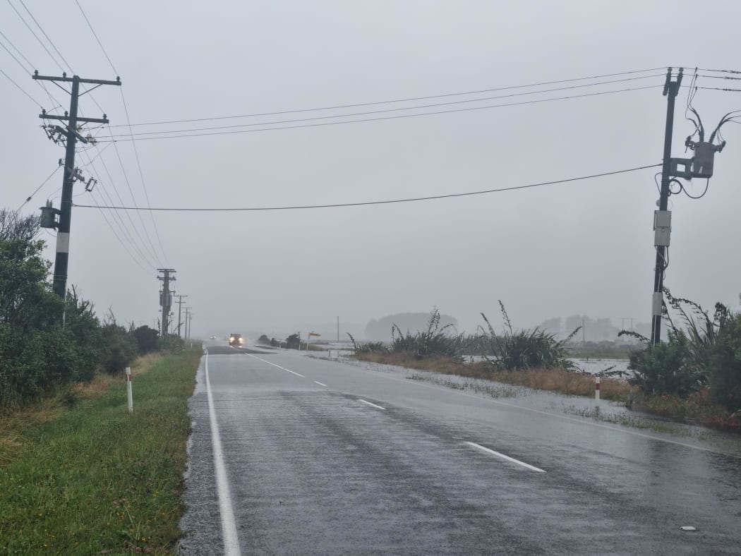 State Highway 67 from Westport to Cape Foulwind during heavy rain in early February 2022.