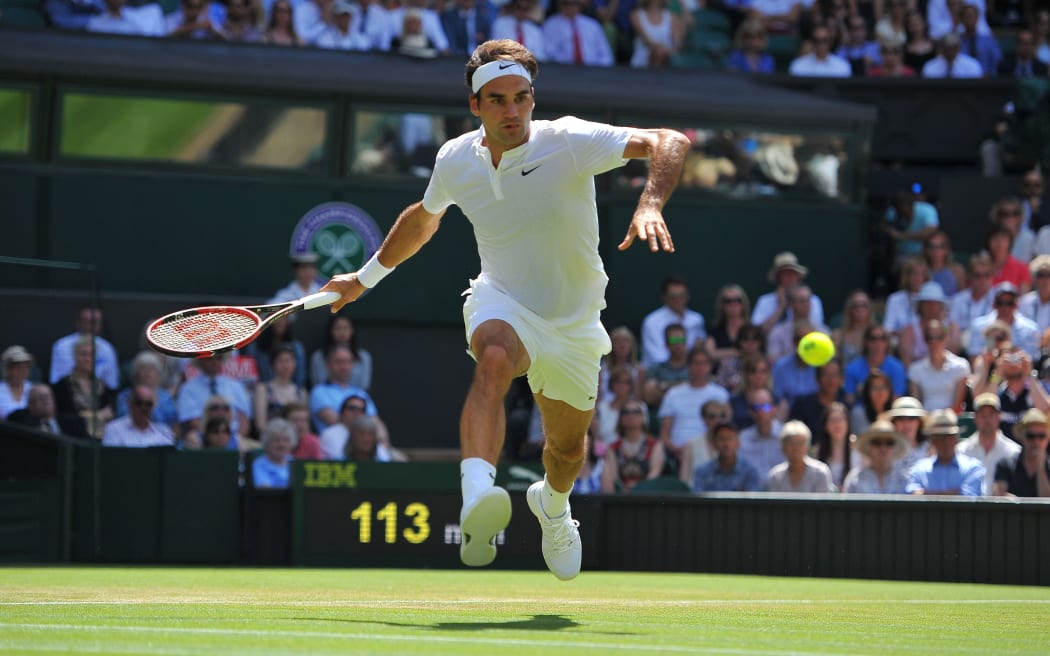 Roger Federer in action at Wimbledon