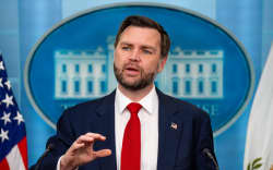 WASHINGTON, DC - JUNE 18: Vice President J.D. Vance speaks during a news conference in the Brady Press Briefing Room at the White House on June 18, 2026 in Washington, DC. Vance is expected to travel to Lucerne, Switzerland tomorrow for follow up talks after a memorandum of understanding (MOU) to end the conflict between the United States and Iran was signed between U.S. President Donald Trump and Iranian President Masoud Pezeshkian.   Andrew Harnik/Getty Images/AFP (Photo by Andrew Harnik / GETTY IMAGES NORTH AMERICA / Getty Images via AFP)