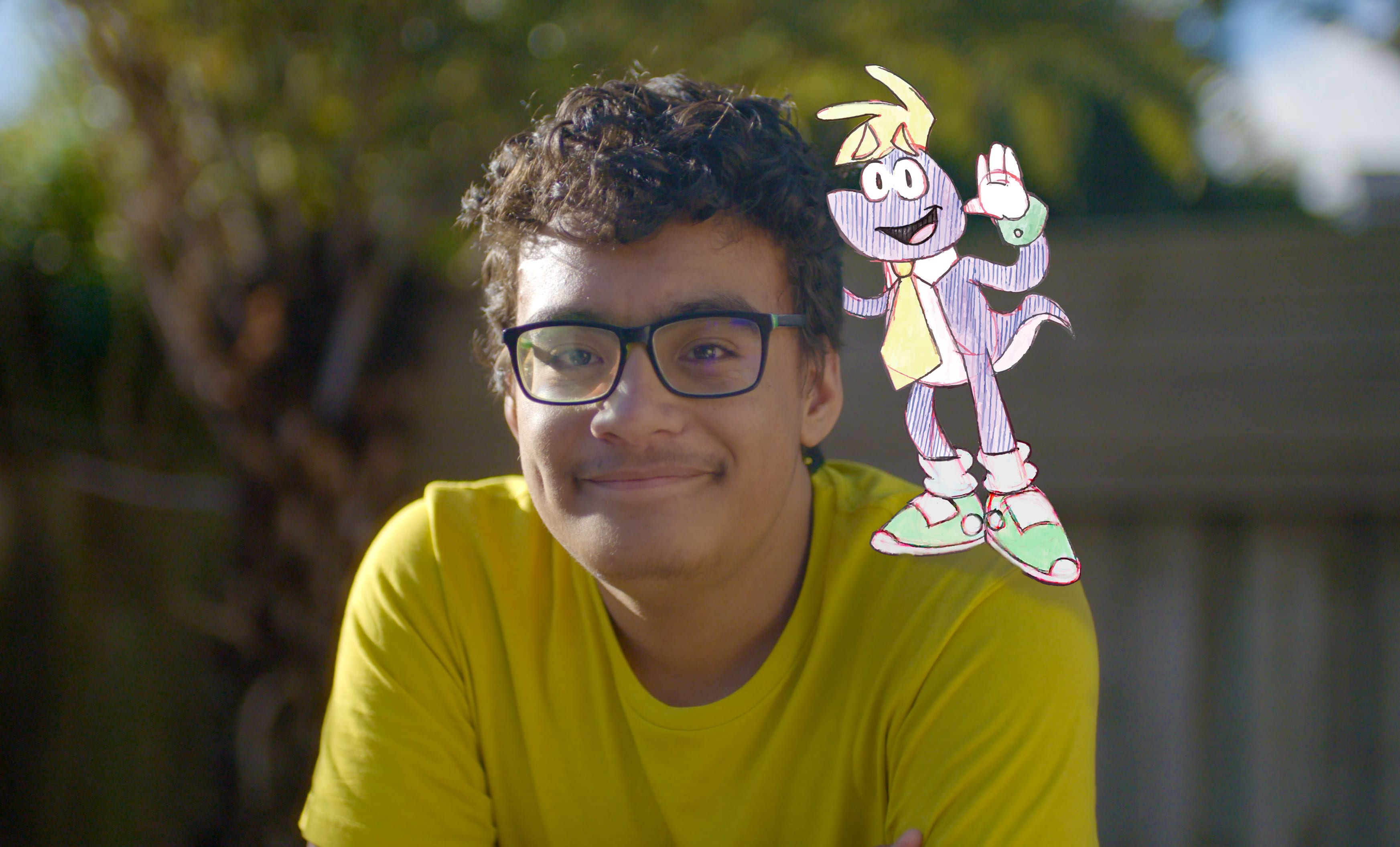 Nikau expresses himself through cartoon characters.