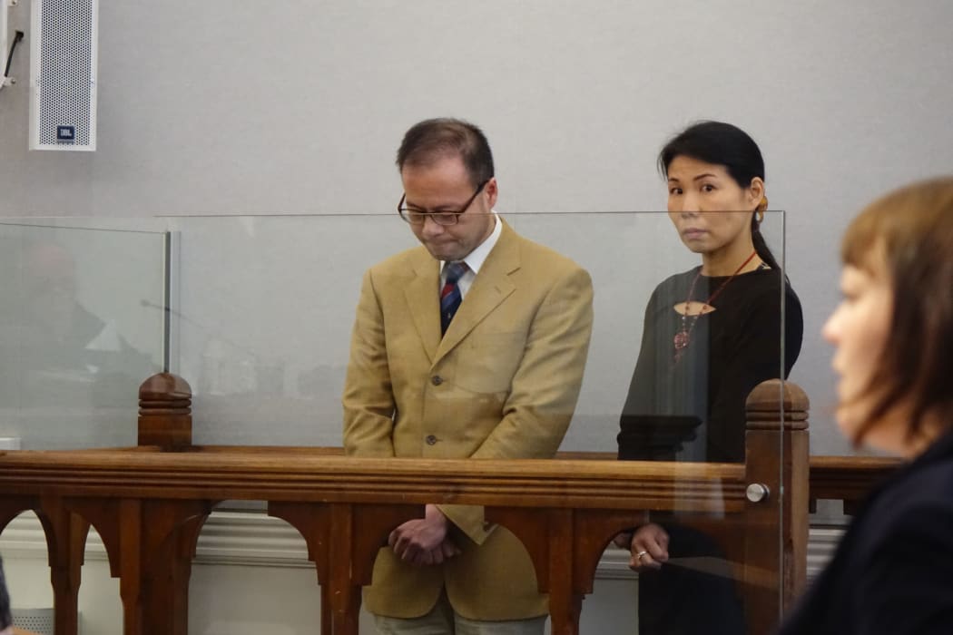 Kansei Uno with his translator in the dock of the Dunedin District Court today.