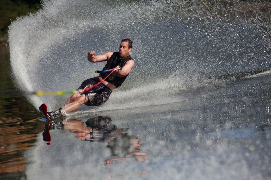 A man water skiing