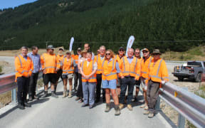 Contractors, councillors and others at the opening on Monday.