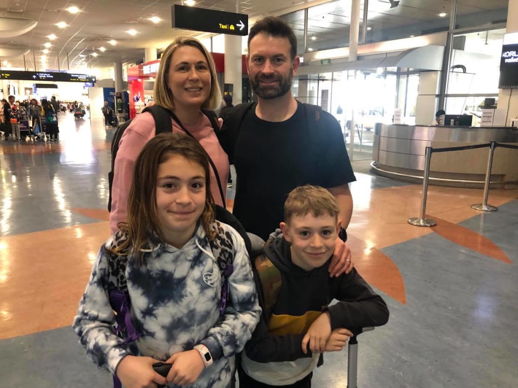 Maree Glading and her family setting off on their trip, which was cut short by the Covid-19 pandemic.