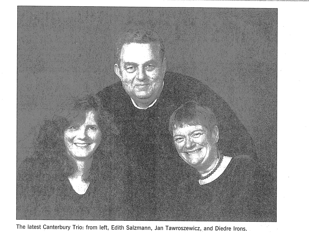 Newspaper clipping of the Canterbury Trio, from 2001