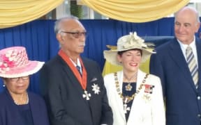 Niue premier Sir Toke Talagi was conferred with his knighthood in March 2017 on Niue by NZ Governor General Dame Patsy Reddy
