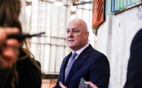 Prime Minister Christopher Luxon takes questions at the Beehive after the resignation of press secretary Michael Forbes.