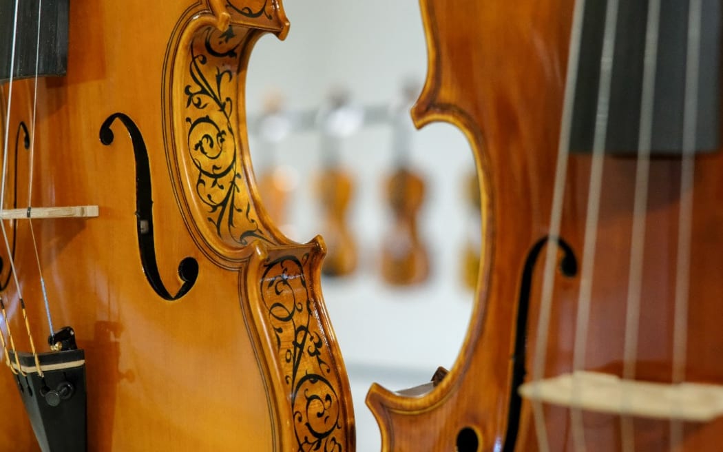 Violins are pictured during all-Russian exhibition of violin makers, in St. Petersburg, Russia. Alexei Danichev / Sputnik