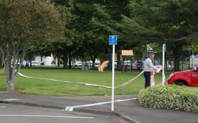 Police remove cordons from a park on the corner of Warren St and Lyndon St, central Hastings after a stabbing.