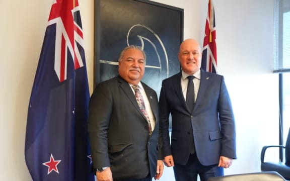 Pacific Islands Forum SG Baron Waqa, left, and New Zealand Prime Minister Christopher Luxon met in Wellington last week. May 2025