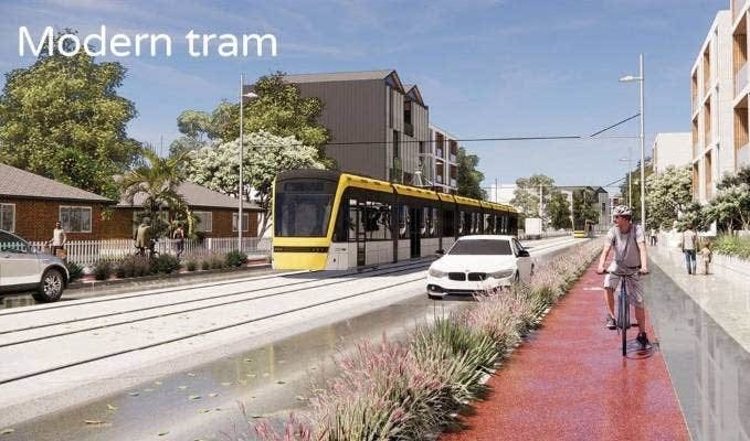 Render image light rail in Māngere.