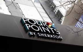 Four Points by Sheraton Hotel, which is being used as a managed isolation facility, in Auckland CBD.