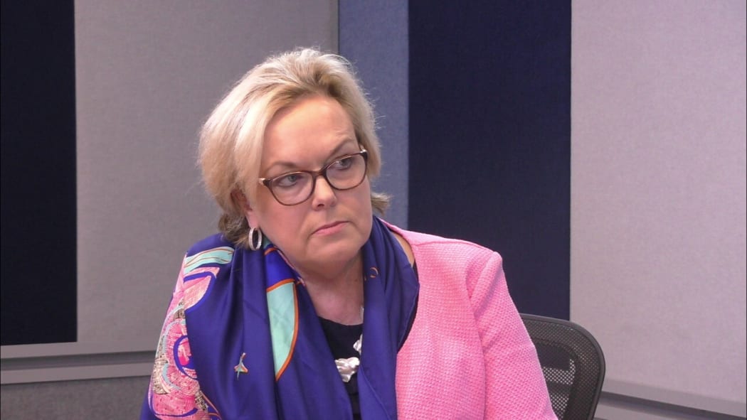 Judith Collins interviewed in the Checkpoint studio
