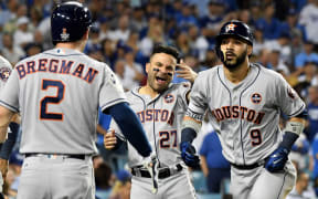 The Houston Astros celebrate.