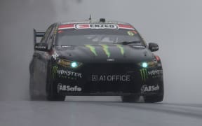 Prodrive's Cameron Waters attempts to master wet conditions.