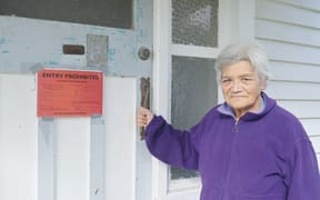 Merle Pewhairangi at her Arthur Street home in Tokomaru Bay, which she hasn’t been able to live in since March 2022.