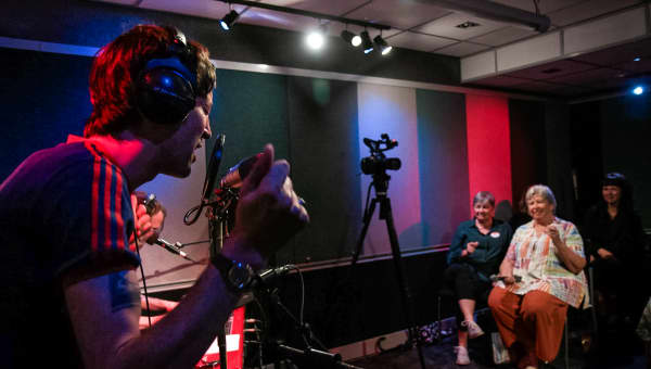 Marlon Williams performing live in RNZ Studio B as part of a series of intimate acoustic concerts celebrating 20 yeras of RNZ's NZ Live music sessions.