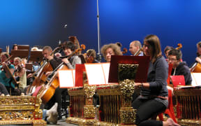 CSO with gamelan in rehearsal