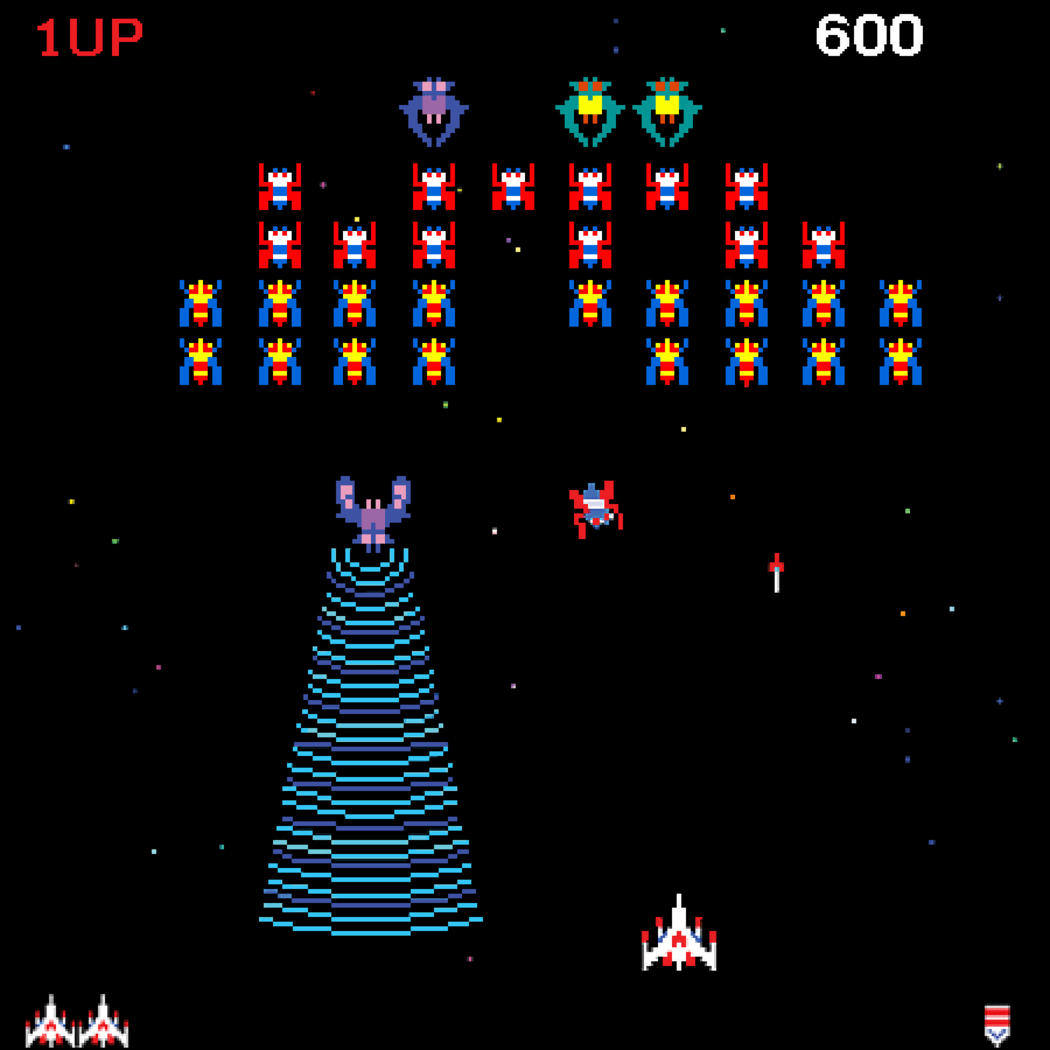 A screenshot of Galaga.