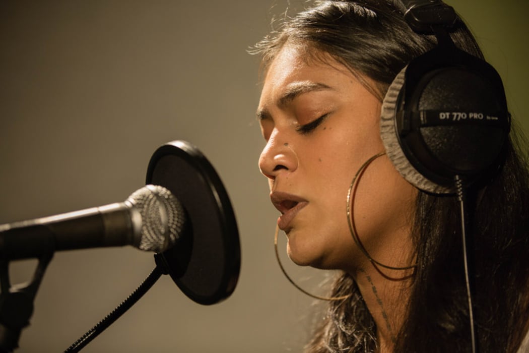 Aaradhna performing live in the RNZ Auckland studios for NZ Live. 30 September 2016.