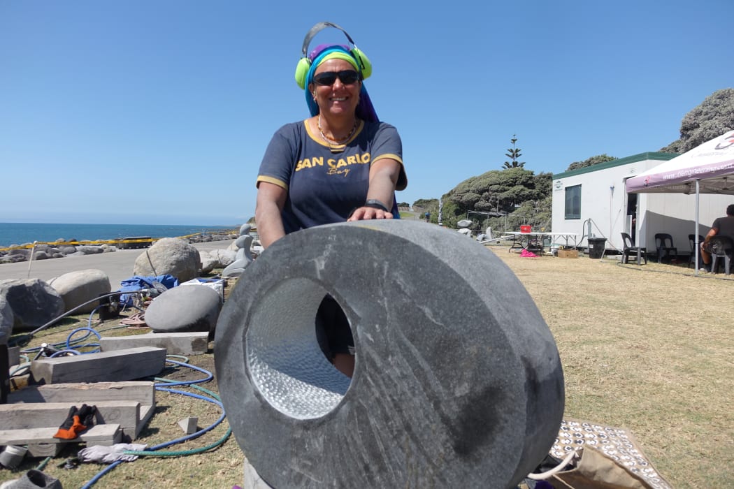 Coromandel artist Jocelyn Pratt her piece inspired by a shin bone.