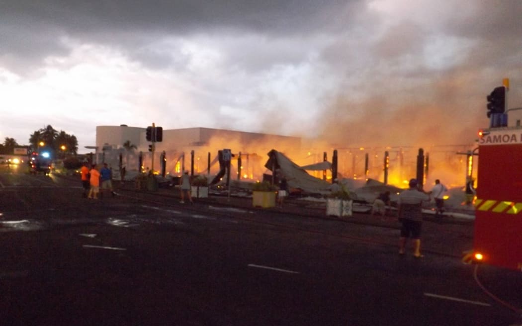 Fire engulfs the Savalalo flea market in Samoa's capital.