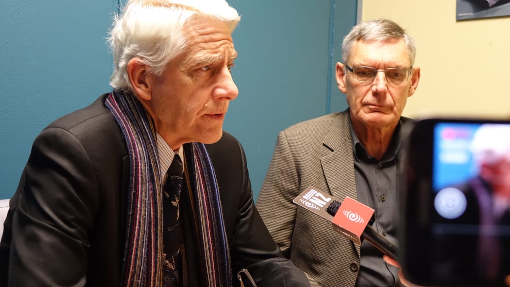 Kennedy Graham, foreground, and David Clendon.