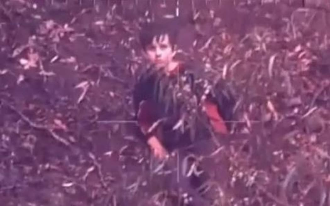 Luke Shambrook as he was spotted by a rescue aircraft.