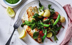 White fish with salsa verde