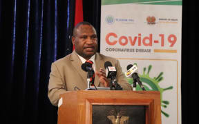 Papua New Guinea's Prime Minister James Marape updates media on the countries covid-19 response. 8 April, 2020.