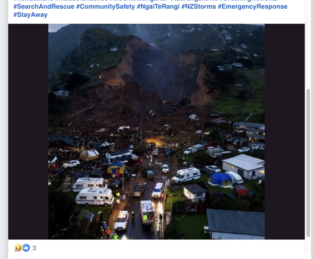 False images of the Mount Maunganui landslide have flooded social media.