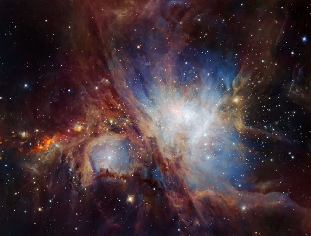 This image of the Orion Nebula star-formation region was obtained from multiple exposures using the HAWK-I infrared camera on ESO’s Very Large Telescope in Chile. This is the deepest view ever of this region and reveals more very faint planetary-mass objects than expected.