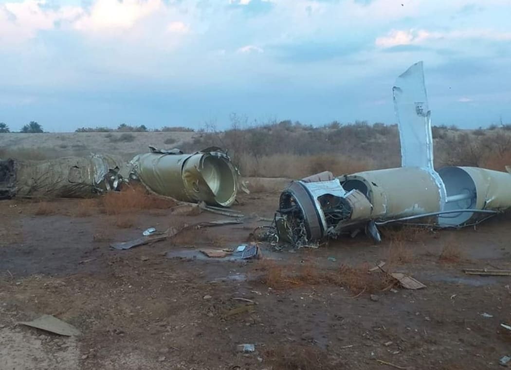 Pieces of missiles are seen at the rural area of Al-Baghdadi town after Iran's Islamic Revolutionary Guard Corps targeted a military base in Erbil, Iraq, that also hosts US forces, on 8 January, 2020.
