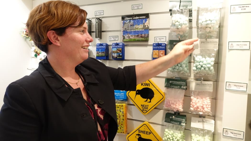 Philippa Henwood, Visitor Services Manager, checks out the Parliament souvenir shop