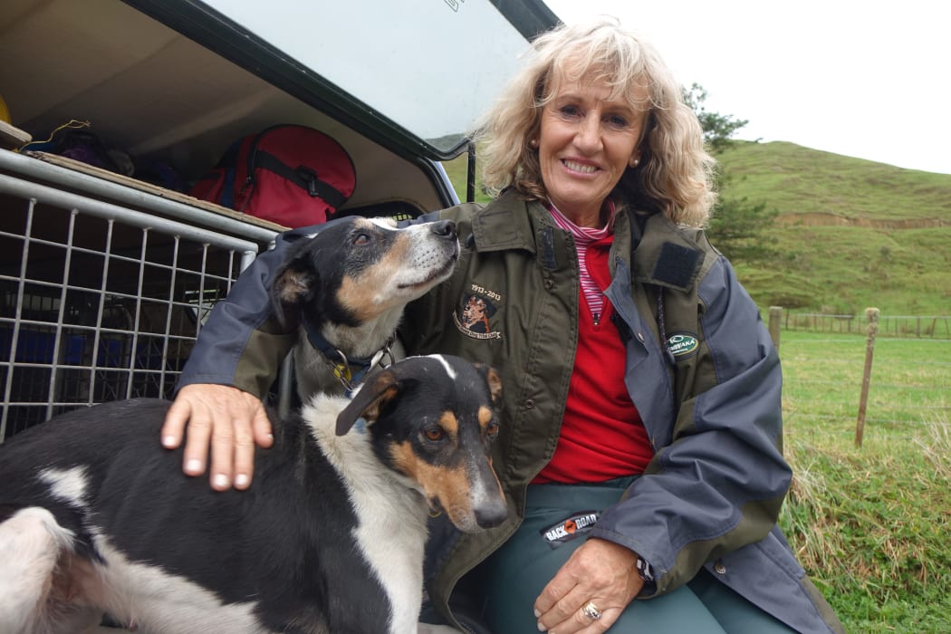 Dog trials Competitor Annie Flood of Gisborne with Ginny and Scott