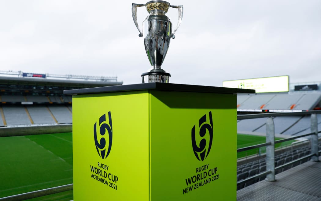 General view of World cup trophy.
Captains photo call media opportunity for the Women's Rugby World Cup 2021 at Eden Park, Auckland, New Zealand on Sunday 2 October 2022.
Photo: World Rugby