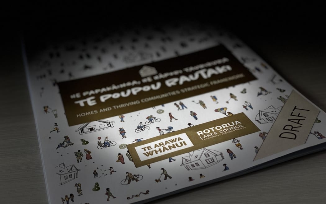 Rotorua's Housing and Thriving Communities Strategic Framework document, "He papakāinga, he hāpori taurikura - te poupou rautaki: homes and thriving communities strategic framework".