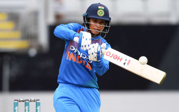 Smriti Mandhana.
New Zealand White Ferns v India. Women's Twenty20 International cricket. 2nd T20. Eden Park, Auckland, New Zealand. Friday 8 February 2019.  © Copyright photo: Andrew Cornaga / www.photosport.nz