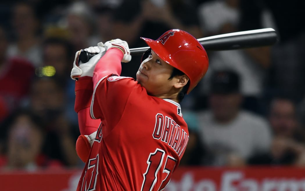 Shohei Otani in action for the Los Angeles Angels of Anaheim.