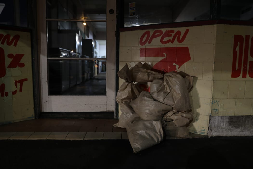 Sandbags are being prepared at Gladstone Road ahead of what is expected to be another wet night for the region and North Island.