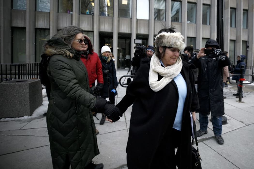 Shelly Kinsman (R) leaves the Toronto Courthouse in Toronto, Canada on February 8, 2019 after the sentencing of Toronto serial killer Bruce McArthur. Shelly's brother Andrew Kinsman was one of McArthur's victims.