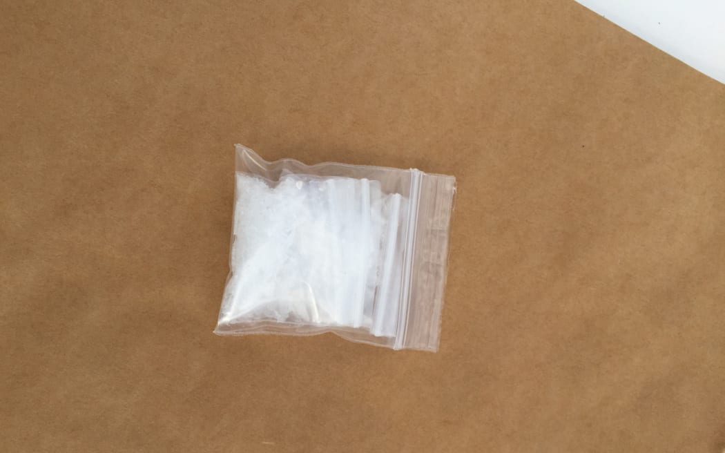 A bag of methamphetamine seized by New Zealand police in the Wellington Region.