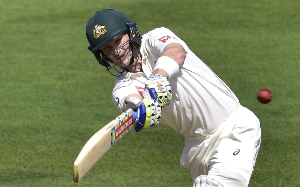 Adam Voges plays a shot during the first cricket Test match between Australia and New Zealand