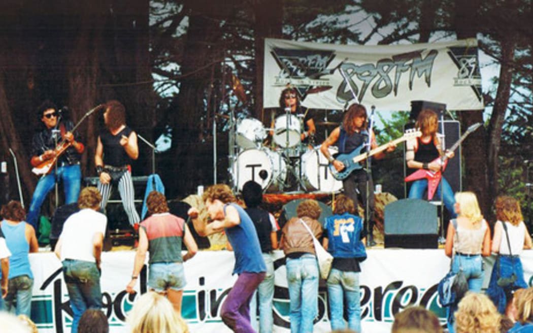 Kiwi heavy metal legends Knightshade performing at another city steeped in bogan culture, Hamilton. Featured in the Bodgies to Bogans exhibition.