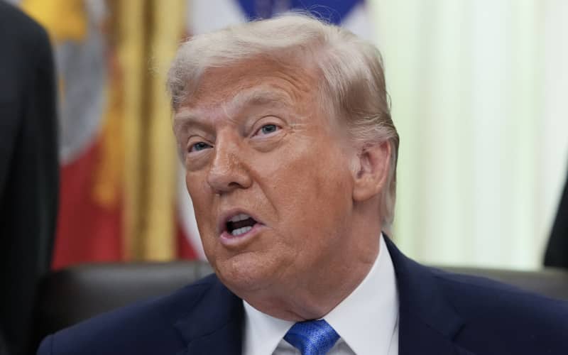 US President Donald Trump speaks during a signing ceremony for the “Secure America Act” in the Oval Office of the White House in Washington, DC, on June 10, 2026. The bill provides around $38 billion for Immigration and Customs Enforcement (ICE), $26 billion for Border Patrol and another $5 billion for unforeseen costs, effectively ensuring a steady flow of money for Trump’s deportation agenda through fiscal 2029. (Photo by Ken Cedeno / AFP)