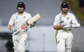Black Caps batsmen Henry Nicholls, left, and Kane Williamson.