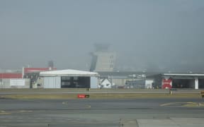 A southerly wind pushed fog from Cook Strait into Wellington this morning.
