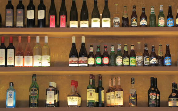Melbourne Australia - april 26, 2014 bottle display at a bar